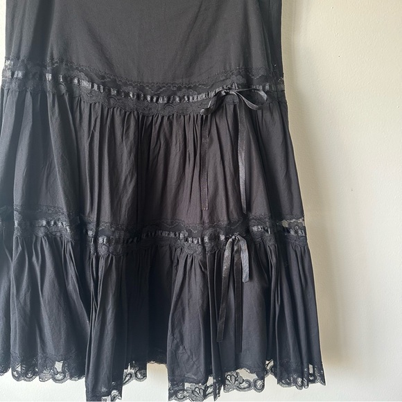 Bisou Bisou Vintage Y2K Whimsygoth Black Lace Ruffle A-Line Skirt 8 - Picture 3 of 4